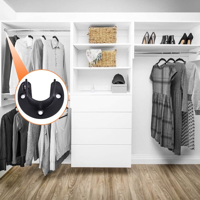 8Pcs/Set 1-1/3Inch Stainless Steel Bracket Rod Socket Flange Holder U Shaped Bracket End for Closet Shower Curtain