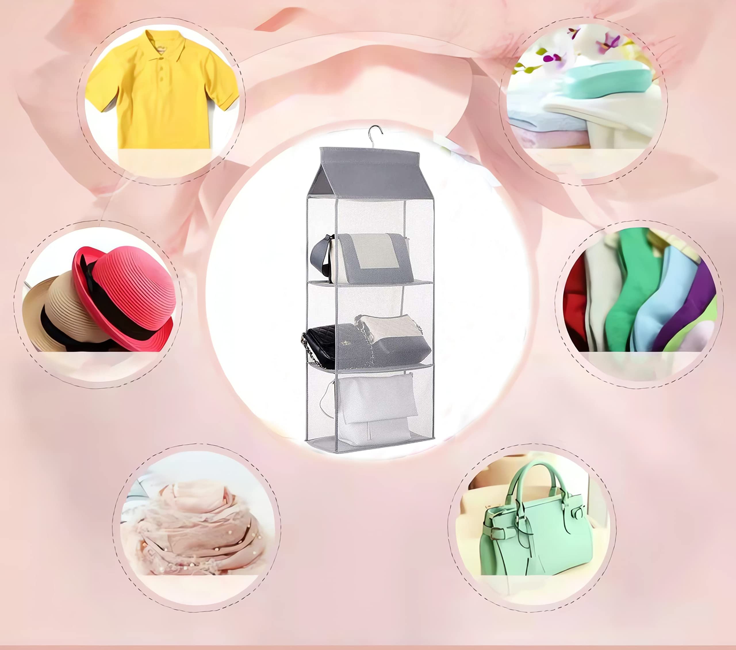 Handbag Storage Box Removable Compartment Storage Rack Foldable Wall Cabinet Storage Box Suitable for Living Room Bedroom