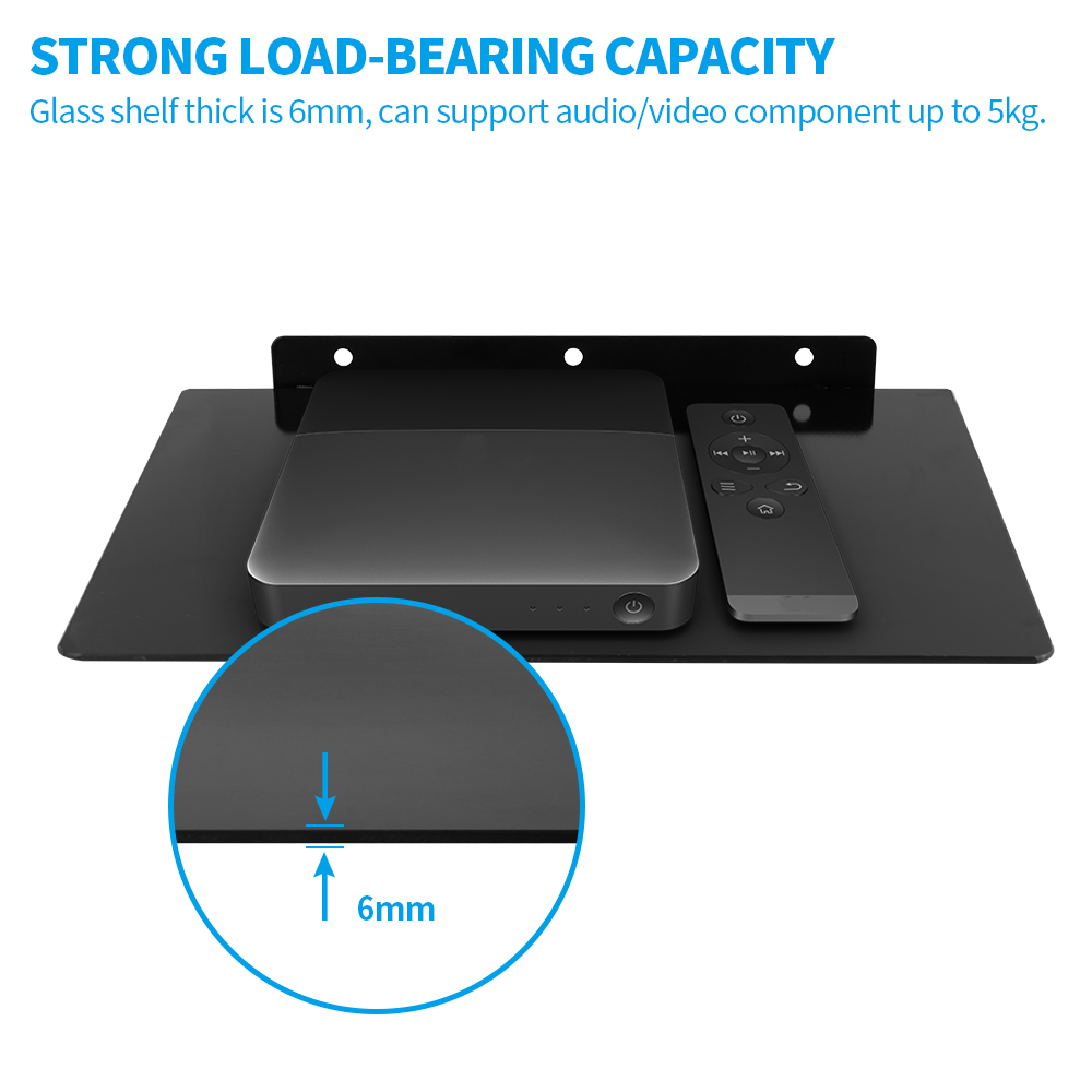 Tempered Glass Set-Top Box Wall-Mounted DVD Player Shelf Bracket Floating Set-Top Box Shelf Wall-Mounted DVD Bracket