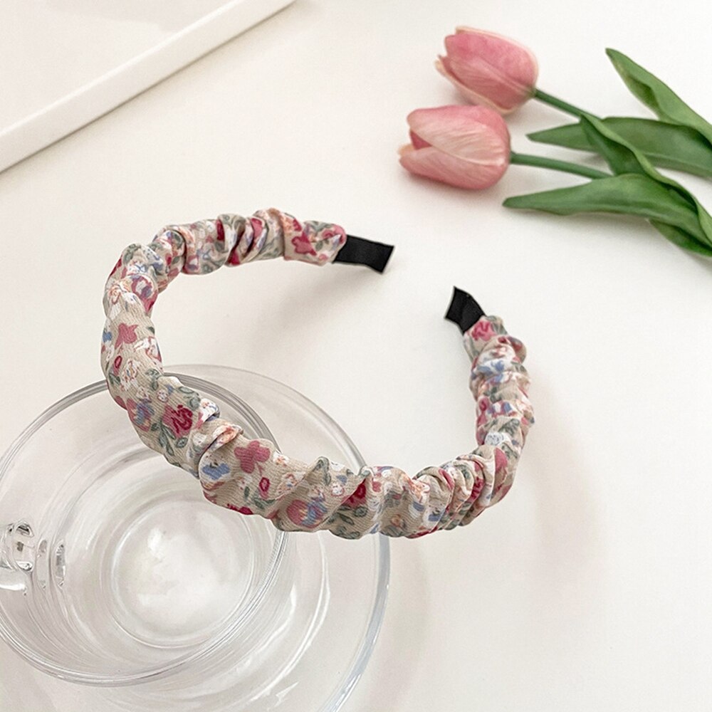 Zomer Baby Meisjes Snoep Kleine Kant Bloem Meisjes Hoofdbanden Kids Hoofd Hoepel Haarbanden Eenvoudige Geplooide Hoofddeksels Handgemaakte Accessoires: pink 2