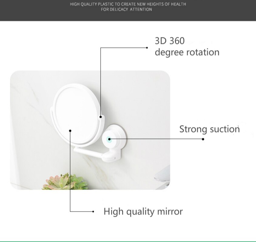 Pa. Een Moderne Boor-Gratis Badkamer Spiegel Make-Up Ijdelheid Scheren Spiegels Muur Zuig Vouwen Arm Verlengen Ronde Bad Accessoires