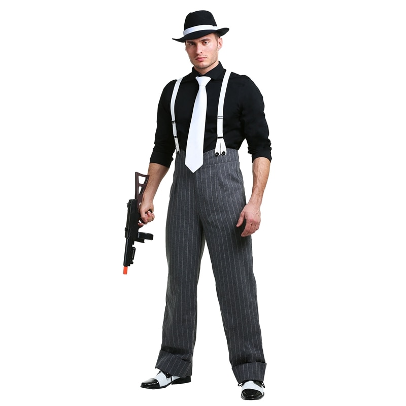 Mens Mafia Underboss Cosplay Kostuum 1920's Stijl Gangster Kostuum Halloween