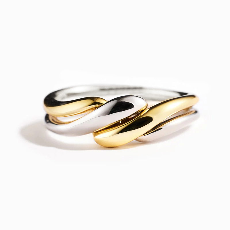 Huitan-Anillo de dedo giratorio de dos tonos para mujer, anillos de Metal modernos para mujer, uso diario, accesorios versátiles, joyería: 7