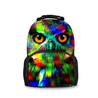 Noisydesigns djur ryggsäck vintage kompakta barn ryggsäckar för tonårspojkar uggla tigerhuvud barn skolväska ryggsäck: C0014a
