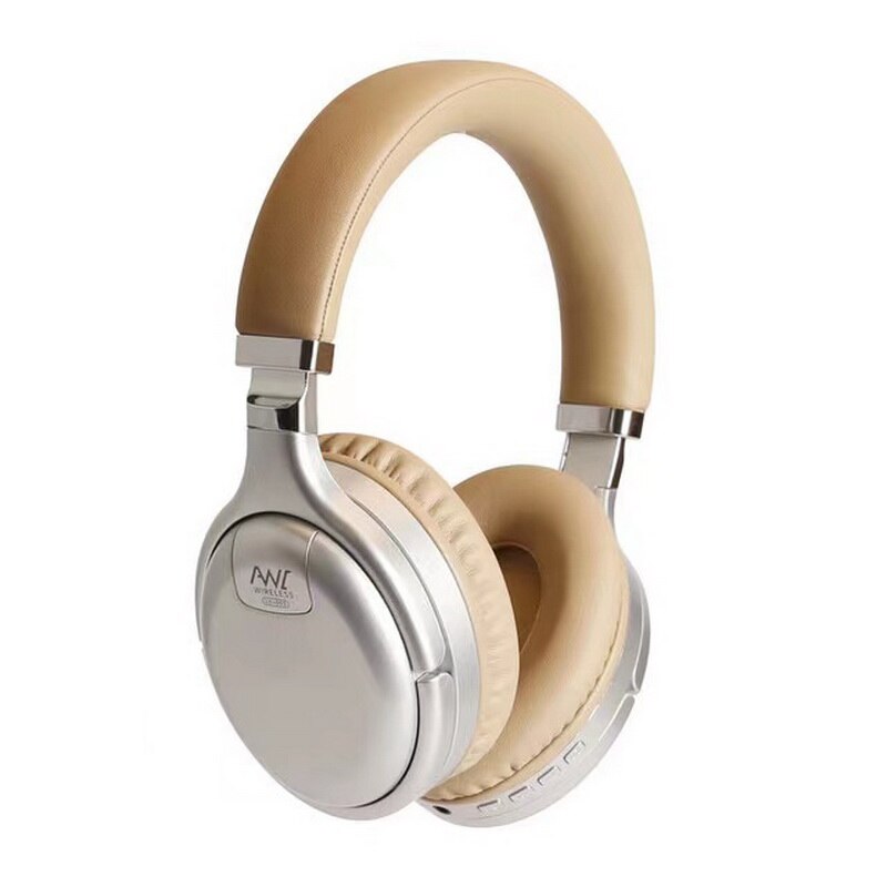 Anc Bluetooth Headset Active Noise Cancelling Draadloze 3D Stereo Hoofdtelefoon Mic Koptelefoon Deep Bass Hifi Sound Gaming Oortelefoon: Silver