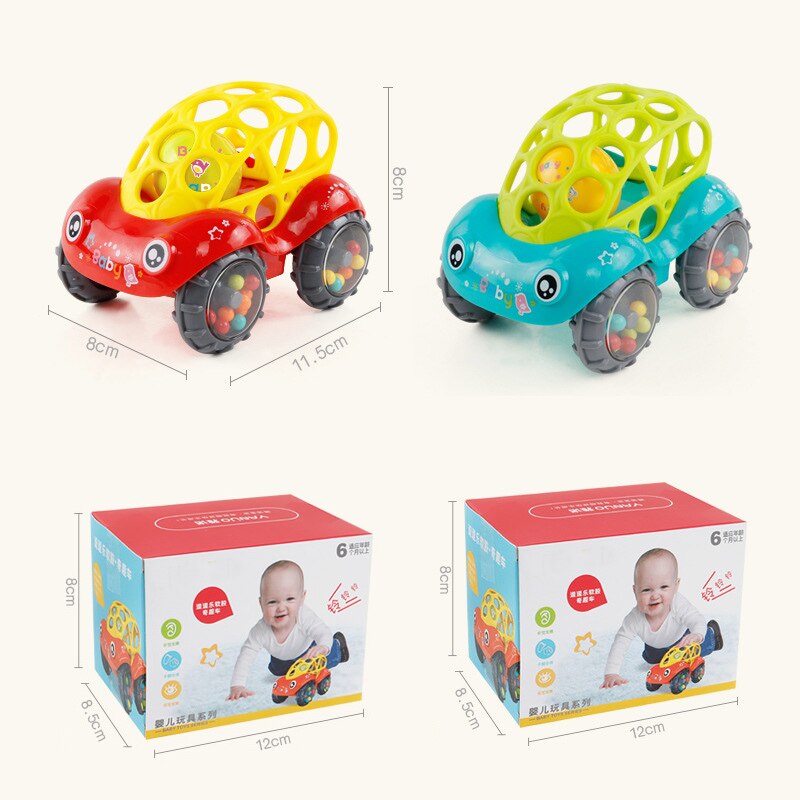 Baby Auto Bel Ringen Grip Soft Speelgoed baby Guttapercha Hand Catching Bal 0-3 maanden Kleur ballen Binnen Wielen maken geluid