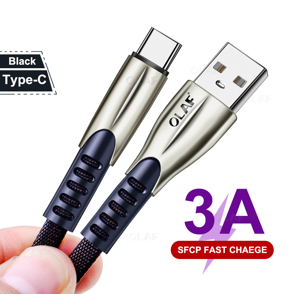 Olaf USB Typ C Kabel für Samsung S9 S8 Quick Charge 3,0 Schnelle Typ-C Handy USB C kabel für Xiaomi mi9 Redmi hinweis 7 8 Kabel: Black / 0.5m