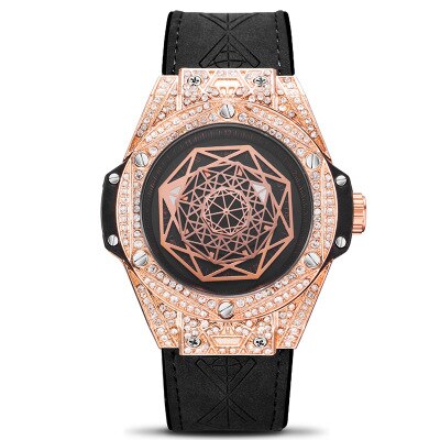 Kimsdun Luxe Diamant Horloge Voor Mannen Hip Hop Iced Out Horloge Mannen Quartz Horloges Rvs Dial Leather Horloge man