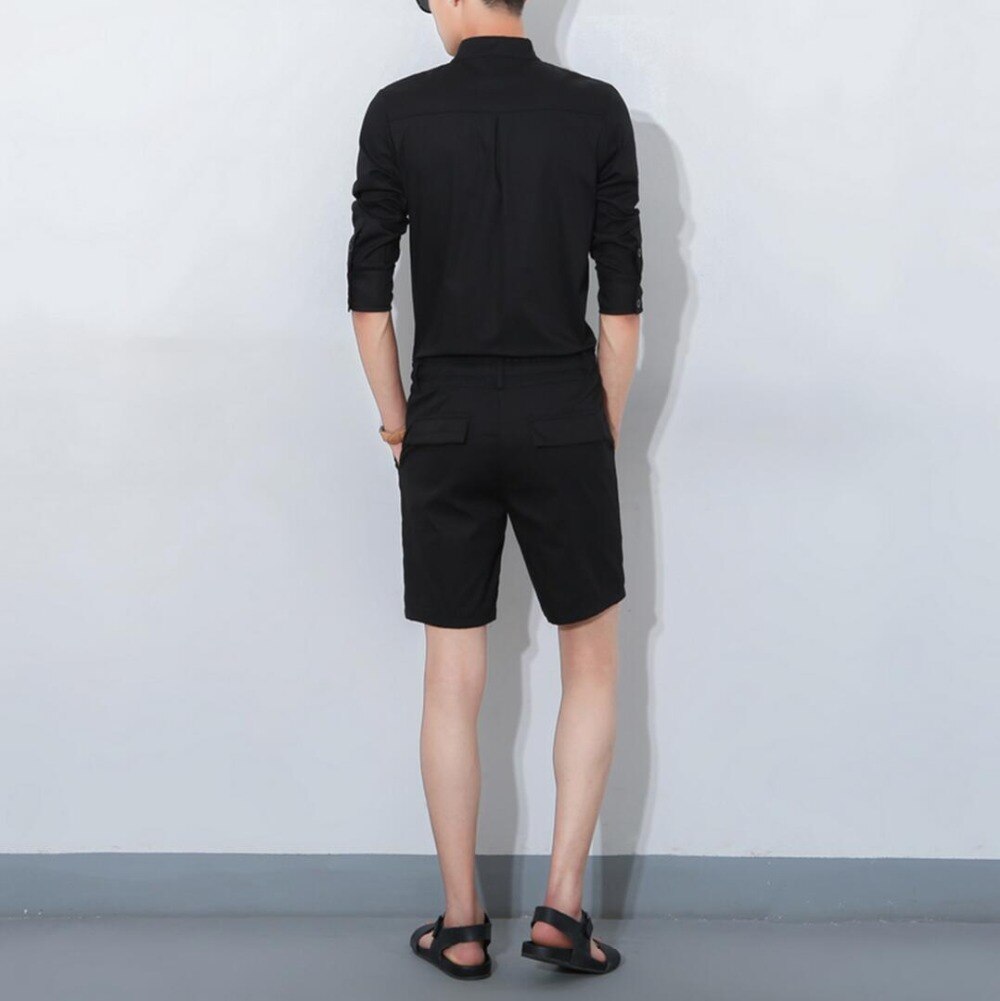Mono informal de manga tres cuartos para hombre, conjunto de ropa de una pieza, pantalones con pechera, trajes de cantante,