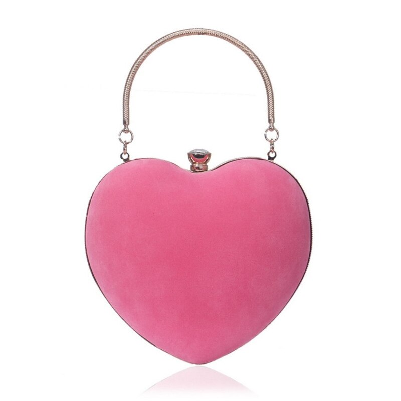 Pochette de soirée pour femmes, sac à main avec strass en forme de cœur: Rose