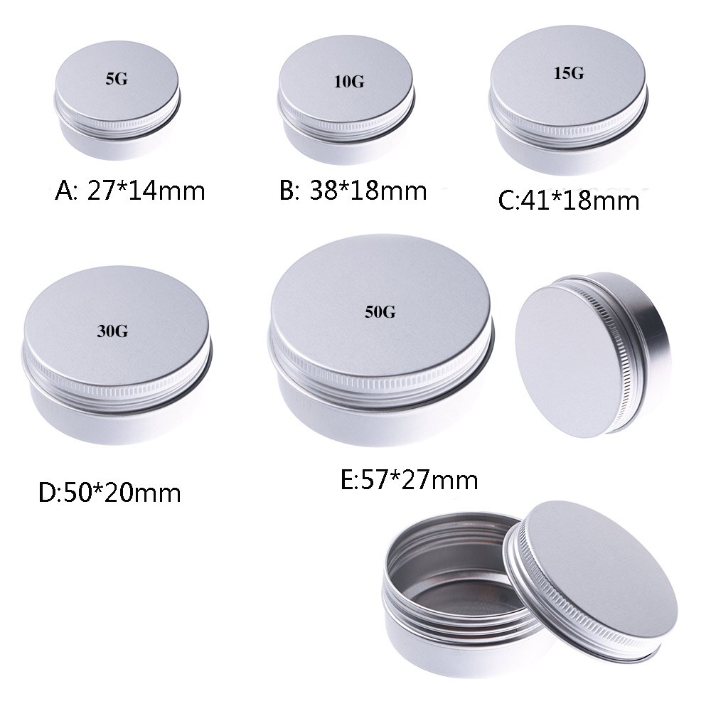 5ML-250ML Small Tin Packing box Refillable Containers Aluminum Cosmetic Storage Jars Cosmetic Screw Top Sample Containers