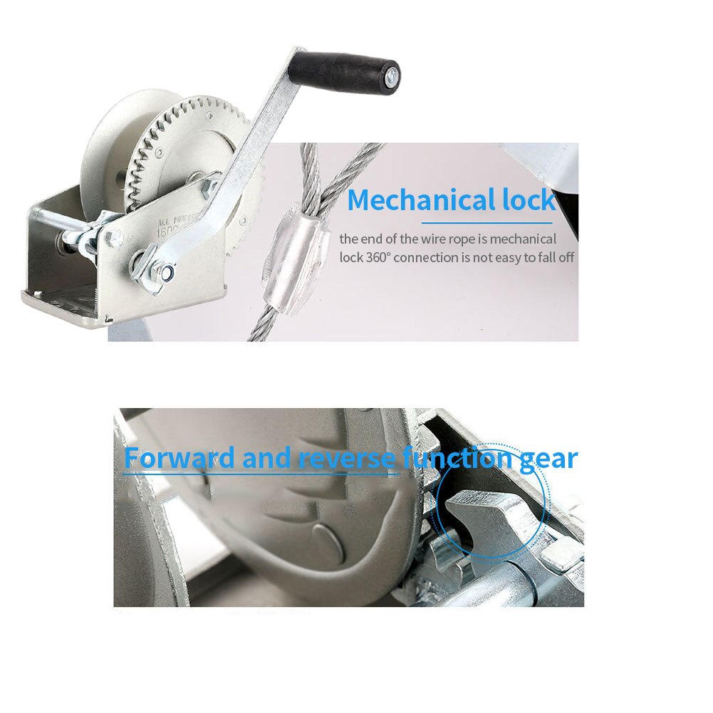 LXYYSG Hand Crank Winch, Portable Cable Gear Winch With Self- Locking Function, Two-Way Ratchet Hand Winch For Heavy Hoist Or Traction, Multifunction Handle Winch For ATV Boat Trailer1200lbs-20m - View #3