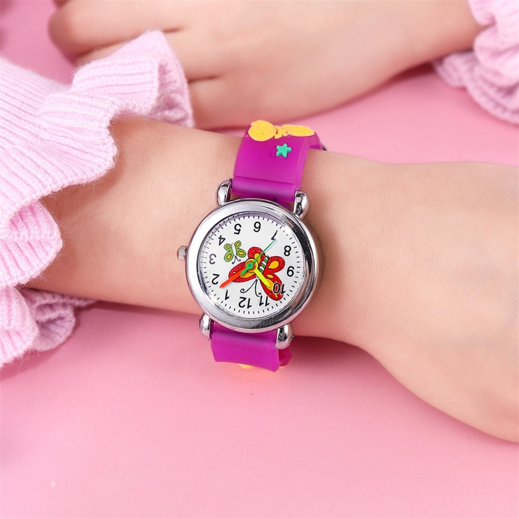 Cartoon Children Watch Cute butterfly Watches Girl Student waterproof leather Quartz Clock kids Quartz Analog Wrist Watch