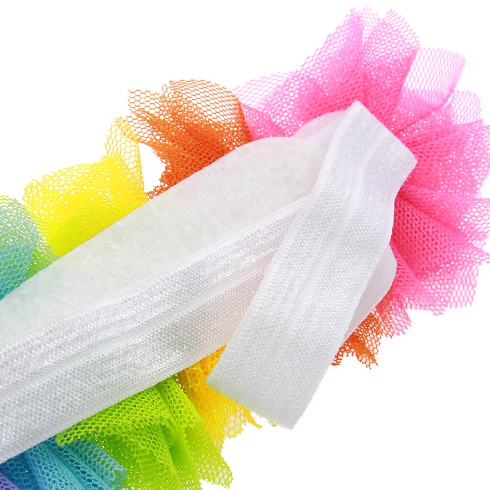 Fasce per bambini Tulle fiore elastico arcobaleno fasce per ragazze fasce per capelli per bambini bambini accessori per capelli fasce per la testa kh113