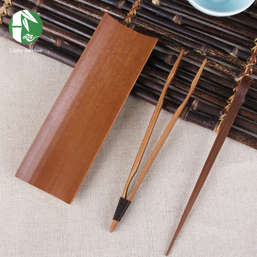 Bamboe Thee Naald Clips Theewaar Set Voor Gong Fu Puer Thee Ceremonie Tang Vintage Chinese Handgemaakte Accessoires Gereedschap