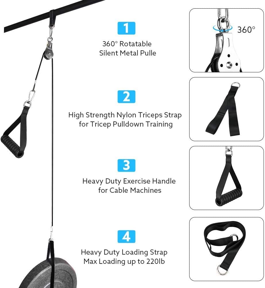 DIY Fitness Pulley Set Lat Lift Pulley Cable System for Lat Pull Down Machine Attachments hand strength Home Gym Equipment