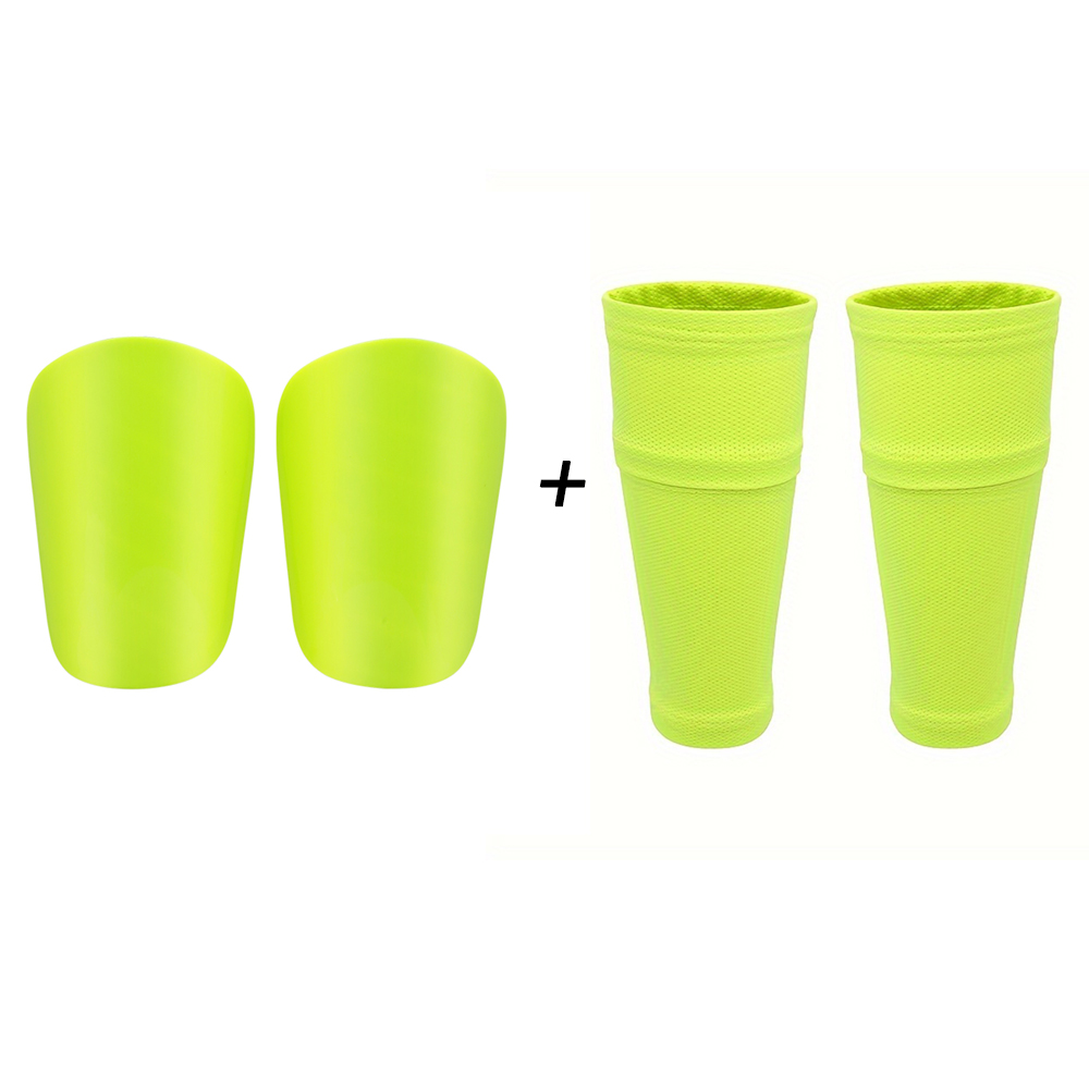 voetbal scheenbeschermers elastische ademende voetbal beenbeschermer anti unisex voetbal beschermende uitrusting voor volwassenen kinderen: L / Licht Geel