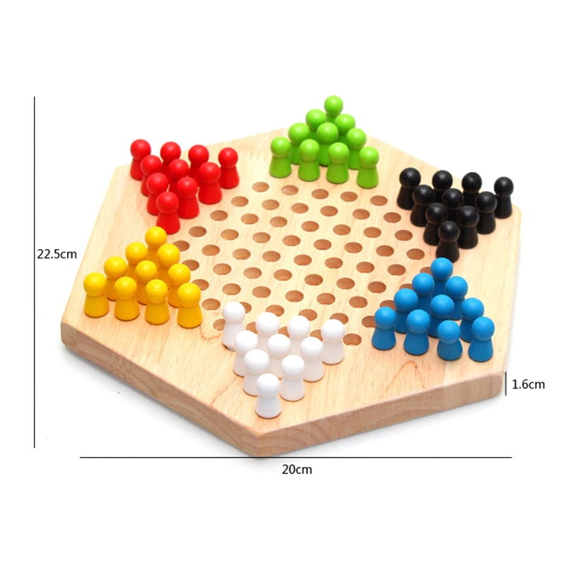 Traditional Hexagon Chess Game Wooden Chinese Checkers Family Game Set Board Games
