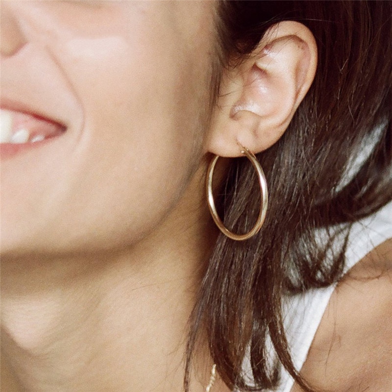 Cc solid 925 zilveren creolen voor dames 15mm-70mm ronde cirkel klassieke grote kantoor carrière oorbel eenvoudig fijne sieraden cce 529