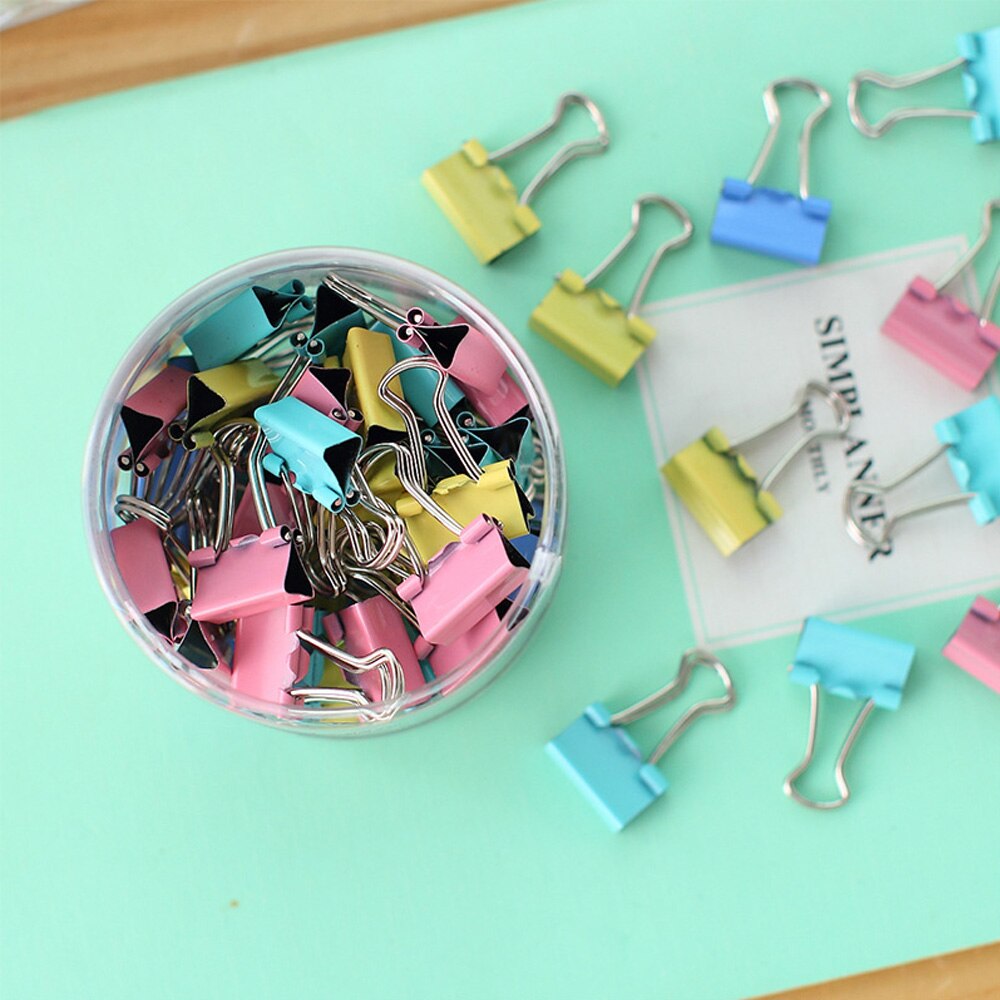 Clips de Metal coloridos para encuadernación, suministros de papelería de oficina, , , , 15mm, 60 unids/lote
