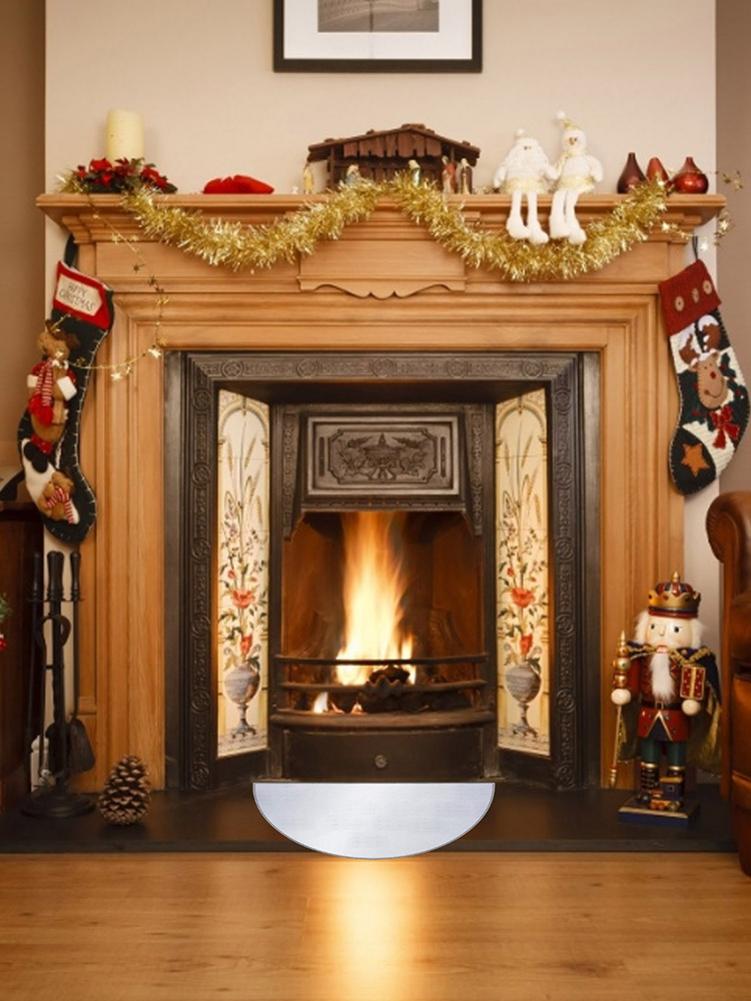 Fire Retardant Mat Fiberglass Semicircular Hearth Fireplace Blanket Semicircular Flame Retardant Carpet Fire Pit Mat BBQ Tool