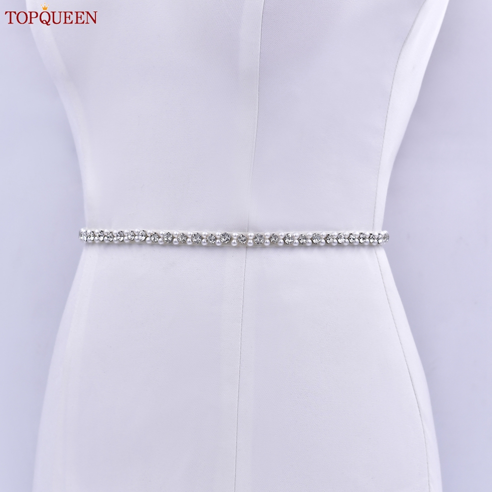 TOPQUEEN Bruid Riem Zilveren Diamanten Bruiloft Riem Banket Party Parel Jurk Accessoires Bruiloft Gast Bruidsmeisje Accessoires S381