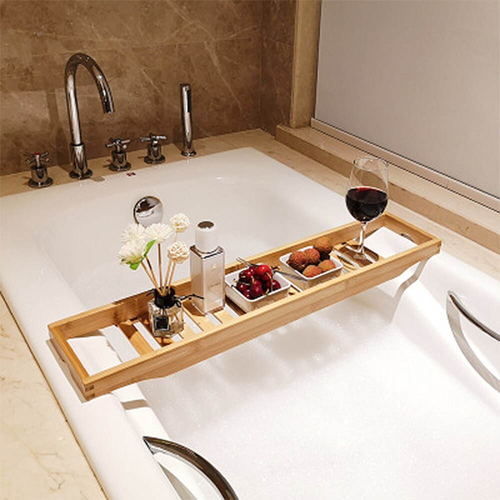 Home Hotel Bathtub Shelf Organizing Tray Nordic Style Wooden Storage Rack Bathroom Organizing Tray