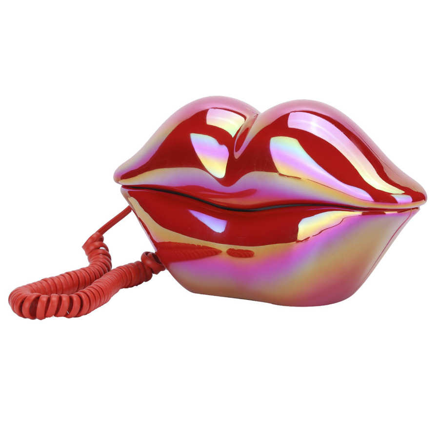 Lip-Shaped Retro Telephone - Rose Red Novelty Landline Phone For Home Decor