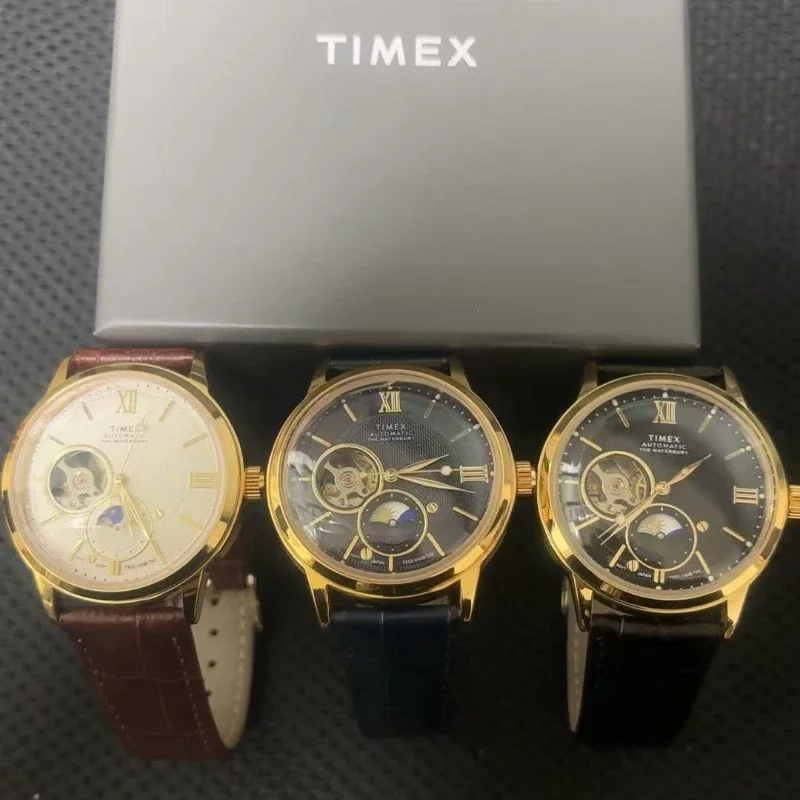 TIMEX automatisch herenhorloge luxe vrijetijdsbesteding multifunctionele horloges voor heren kalender lederen strip polshorloge