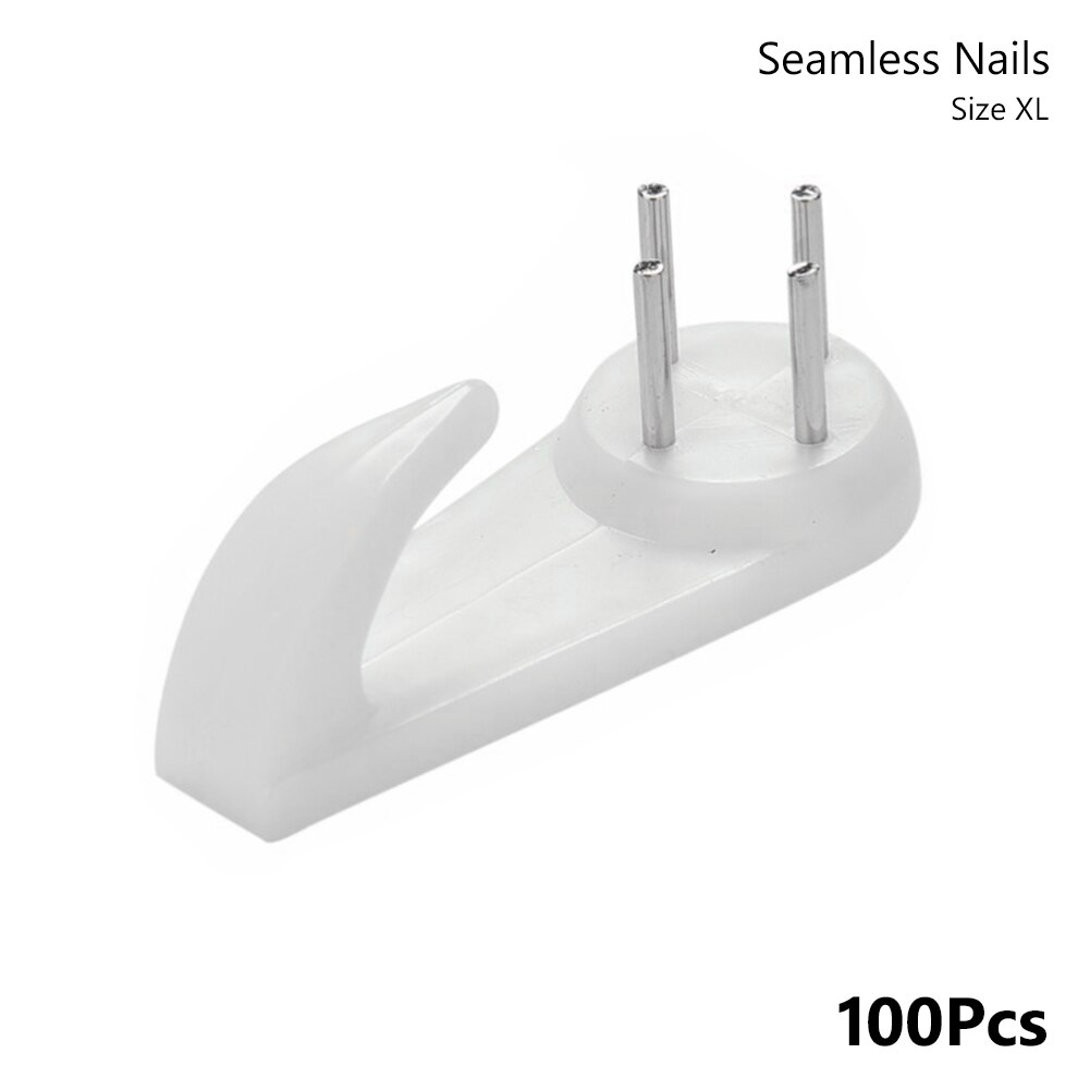 100pcs White Plastic Invisible Wall Mount Picture Photo Clock Frame Hook Hanger Seamless Needle Nail Home Decor: 50x21x10mm 100Pcs