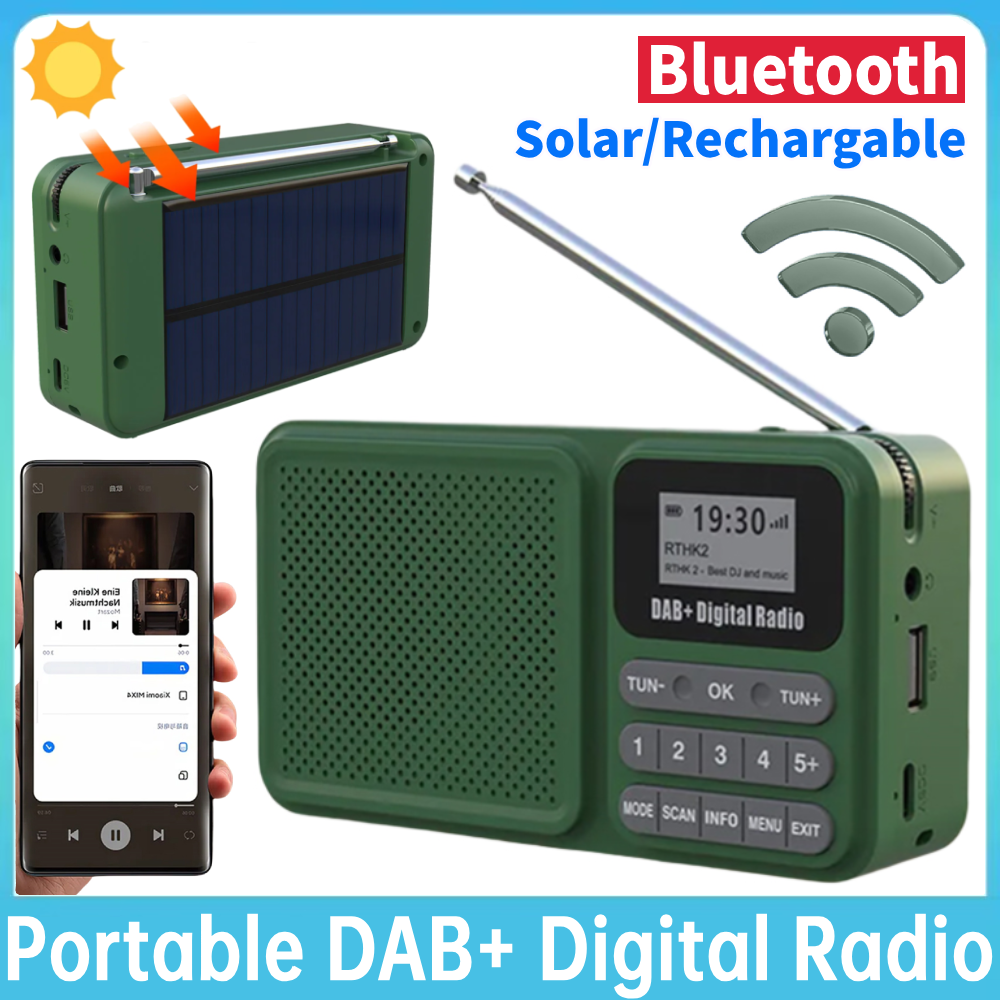 Przenośne radio cyfrowe DAB+ kompatybilne z Bluetooth Obsługuje kartę U Disk TF Odtwarzanie MP3 Odbiornik radia awaryjnego Wyświetlacz LCD