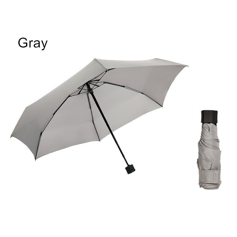 DMBRELLA Small Portable umbrella Men Mini Pocket 5 folding Umbrellas Rain Women Waterproof Travel Parasol Windproof Parasol: Gray
