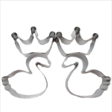 Juego de 2 unids/set de moldes de acero inoxidable para galletas, cortadores de galletas para , Reina, Cisne, romántico, herramienta para hornear, sello de molde