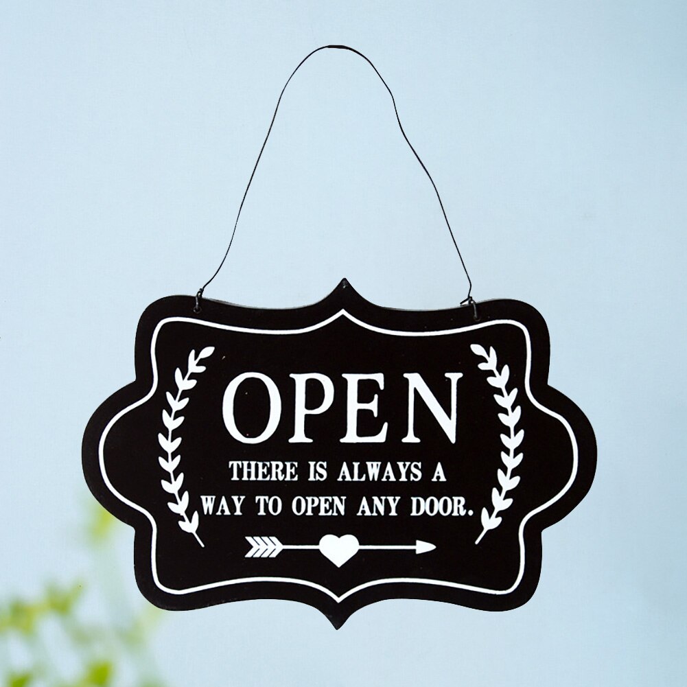 Display Store Greeting Wooden Board Hanging Sign Crafts Window Door Cafe Restaurant Business Notice Decor Double Side Wall: Black