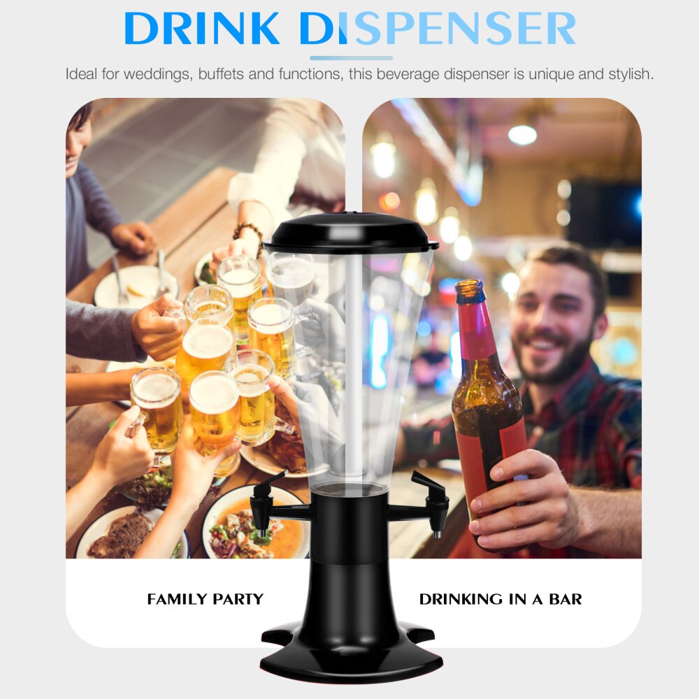 1pc Dual Beer Tower Dispenser Beverage Drink Dispenser with Lamp