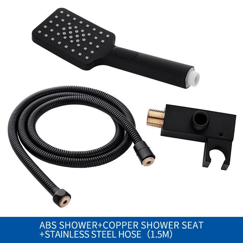 Black Brass Bath Hand Held Shower Head Adjust Brass Shower Holder Water Saving Copper Handheld Sprayer: Shower Set