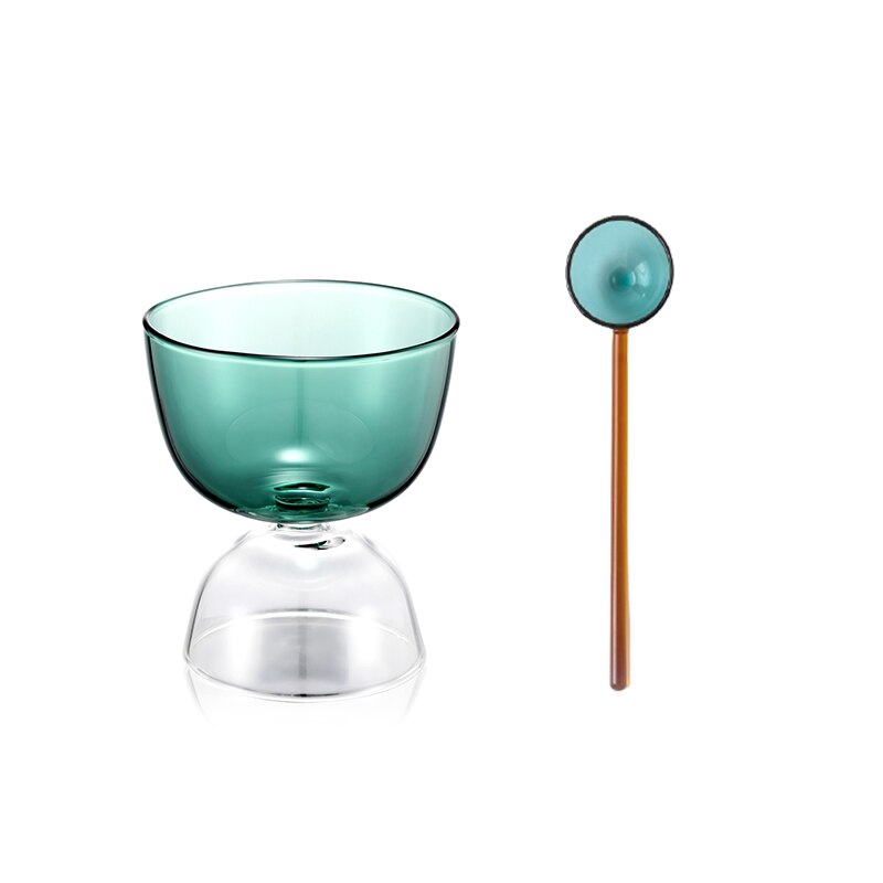 Nordic Hittebestendige Cup Creatieve Kleur Glas Cup Voor Ontbijt Havermout Clear Yoghurt Ijs Kom Leuke Sap Cup: D