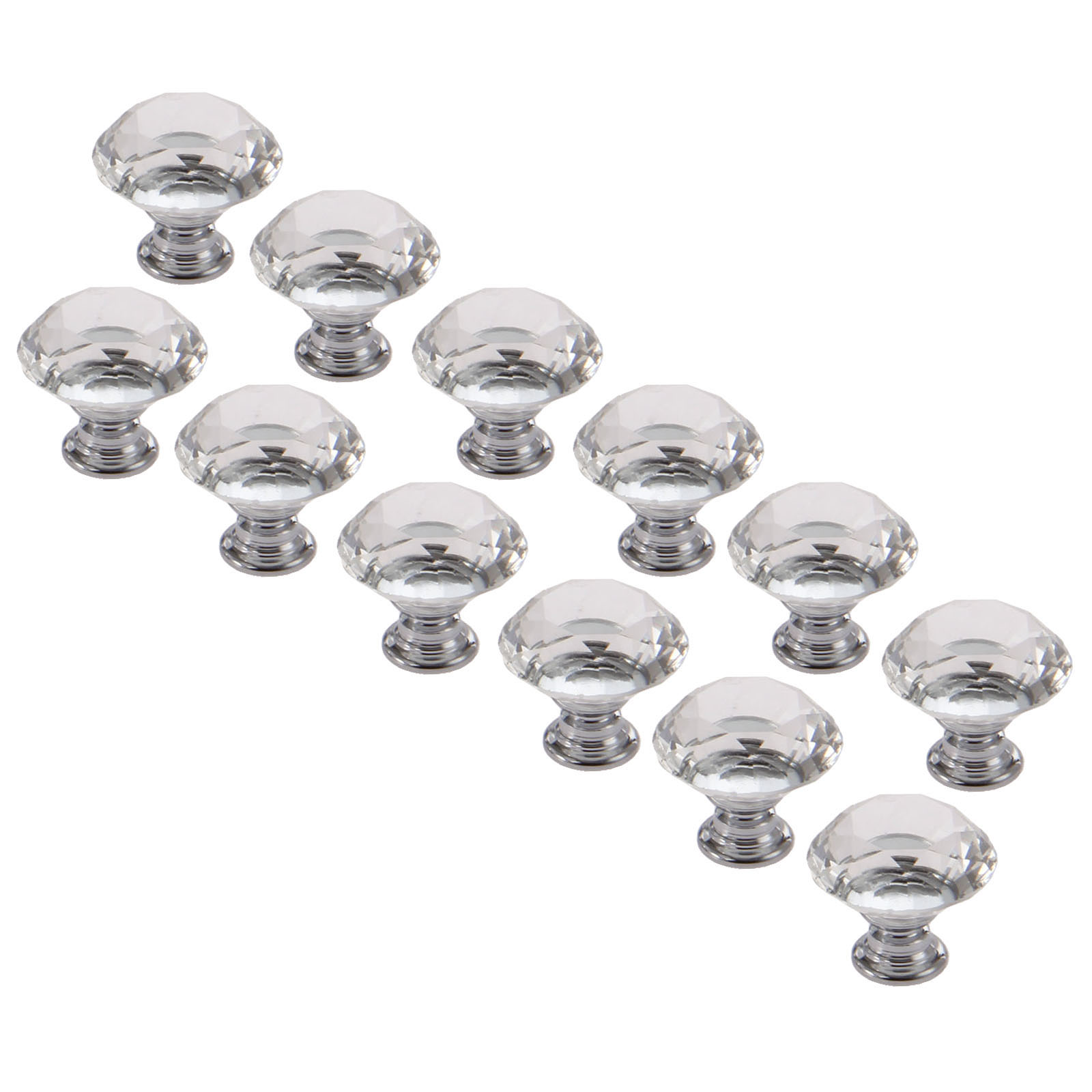 12 stk 30mm krystal glas dørhåndtag skuffe skab møbel køkken skab garderobe greb håndtag