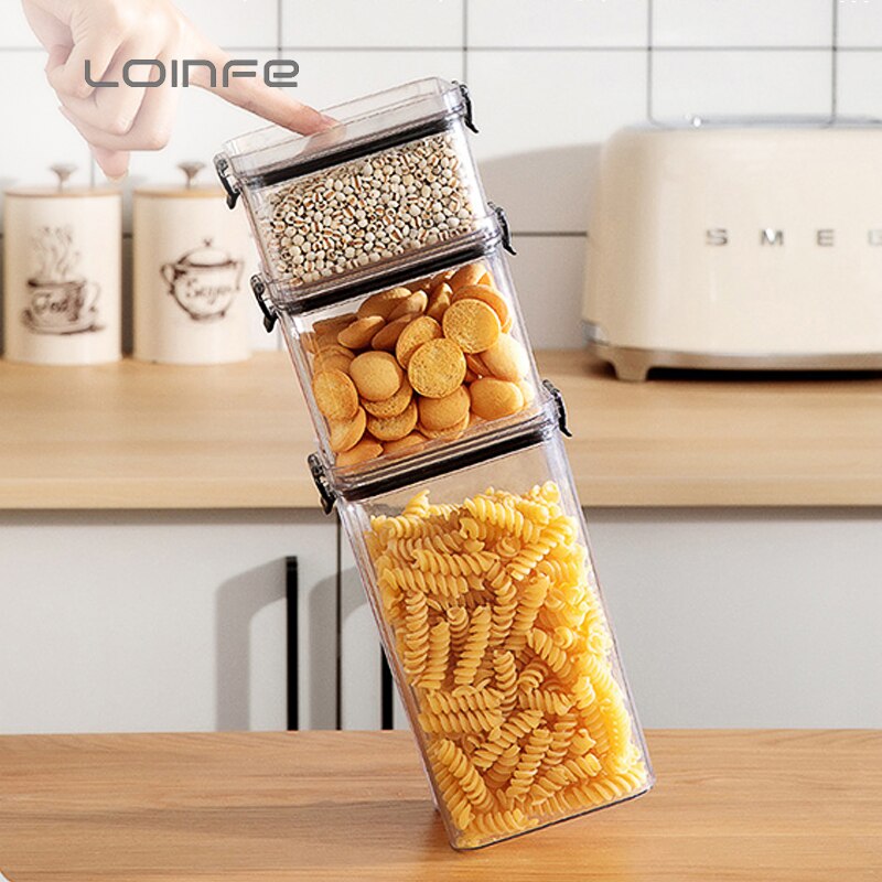 460/700/950/1300/1800ml Kitchen Food Storage Container Box Noodle Sealed Cans Storage Bottle Grain Cereal Dispenser Storage Box