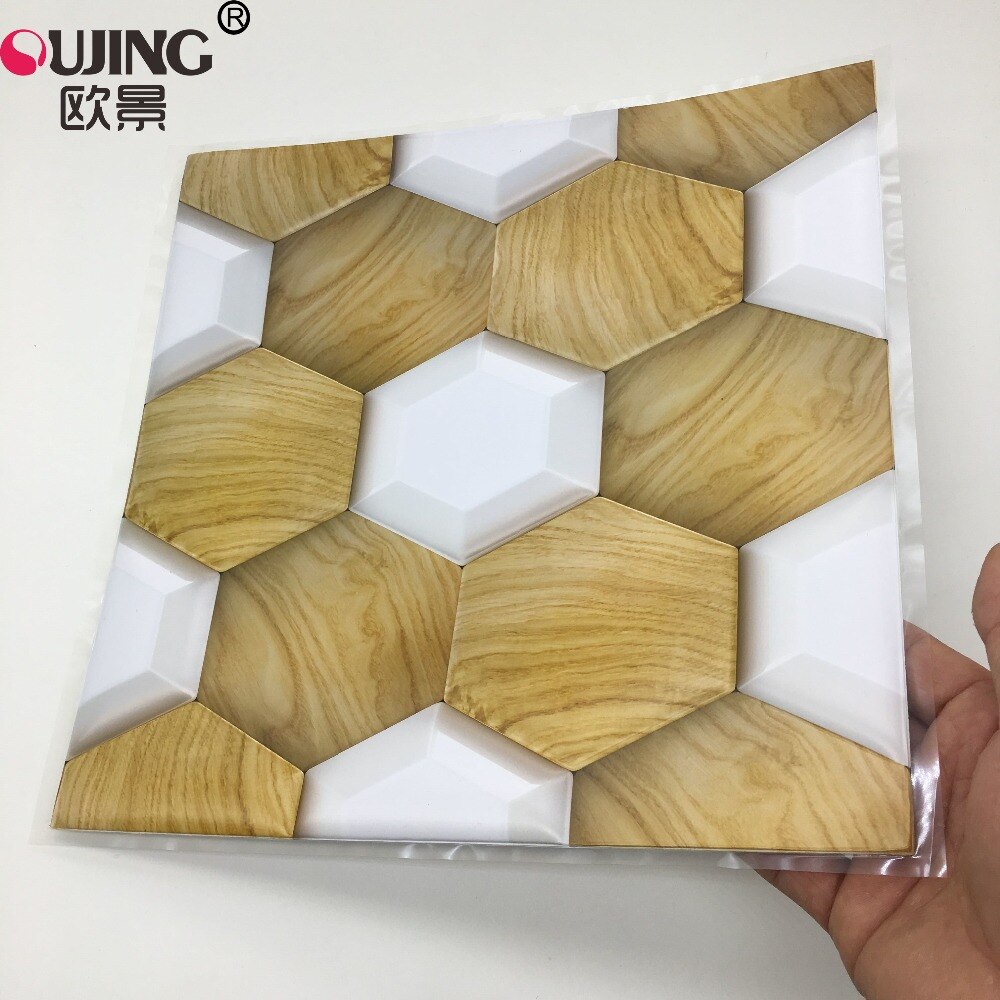 Carreaux muraux autocollants muraux 3D hexagonaux, 30x30cm x 1 pièce, Stickers muraux en PVC, pour cuisine, salle de bains, ligne artistique, décoration pour la maison