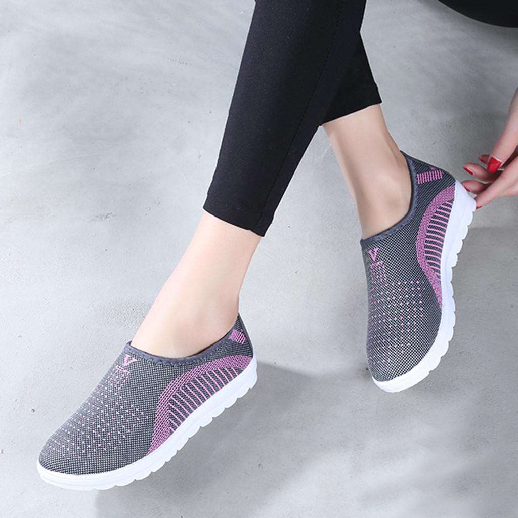 Women Mesh Flat shoes patchwork slip-on Cotton Casual shoes for woman Walking Stripe Sneakers Loafers Soft Shoes zapato: 1 / 6
