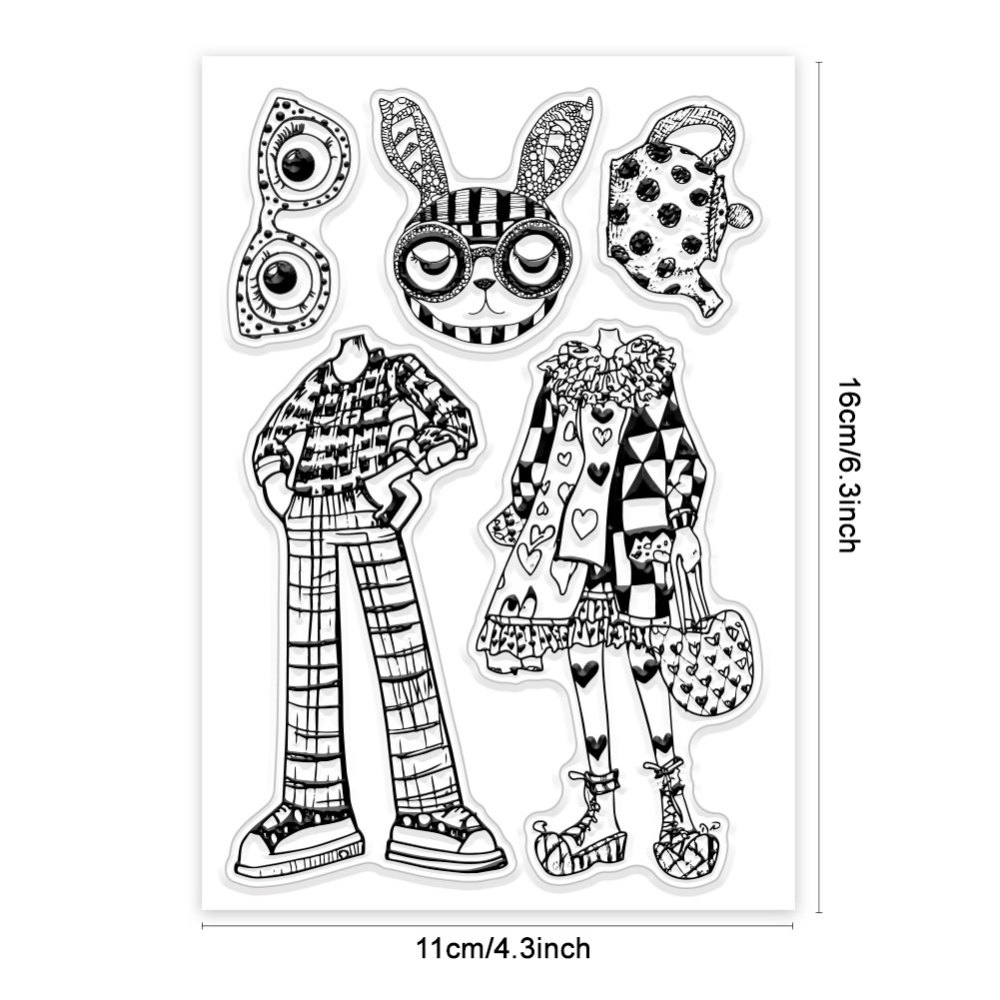 1 Vel Hanfu Vrouwen Clear Stempels Oude China Lady Siliconen Clear Stempel Zeehonden Fan Transparante Stempels voor DIY Scrapbooking Kaarten: DIEP GRIJS