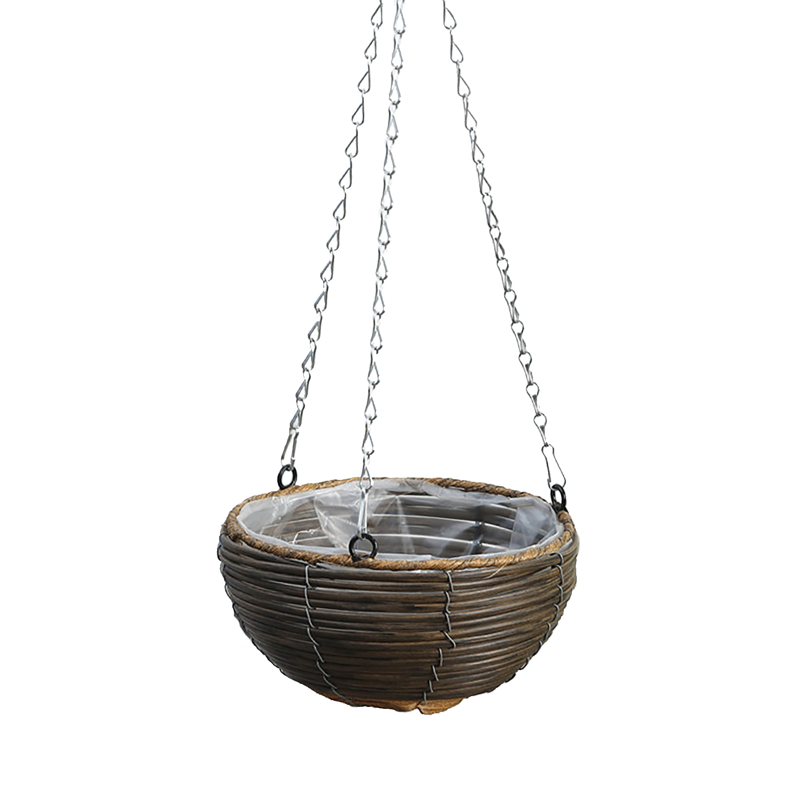 Hanging Pots Plant Basket Adornment 20*12cm 3 Colors Rural Style Plastic+iron Home And Garden Durable Flowerpot: Medium brown 