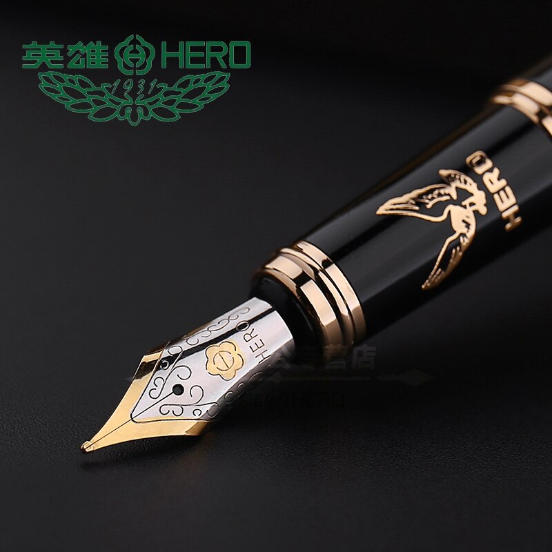 Hero  h78 fyldepen high-end udskæring eagle business sort kalligrafi blæk pen 0.5mm /1.0mm og original æske: F nib