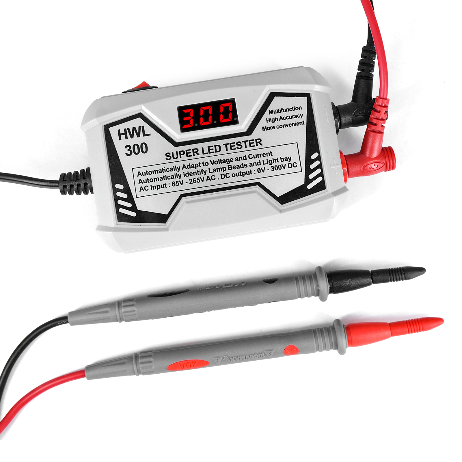 Hwl 300 super led tester 0-300v – hochleistungs-led-tester für die hintergrundbeleuchtung von lcd-fernsehern ohne bildschirm – geeignet für led-leisten und led-streifen: Weiß / Eu-stecker