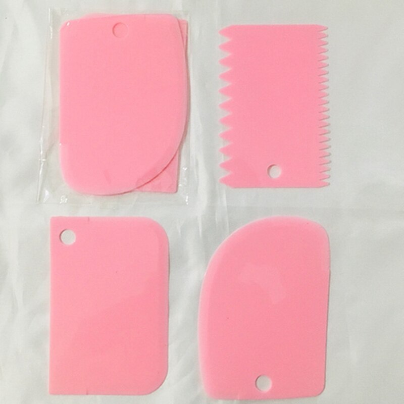 3 stuks/partij roomschraper onregelmatige tanden rand diy schraper taartdecoratie deeg fondant gebak uitstekers spatels snijmachine bakgereedschap: Roze