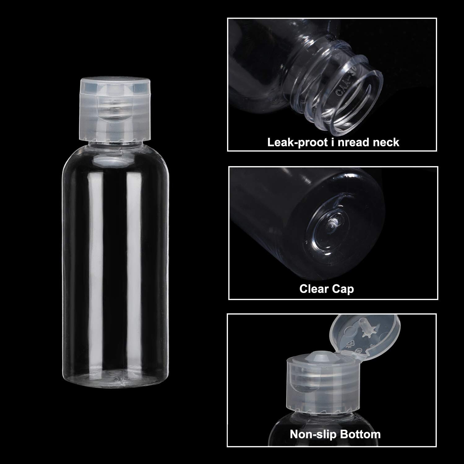 50pcs 50/60/100ml Empty Lotion Bottle Refillable Clear Plastic Small Liquid Bulk Containers for Travel Lotion Shampoo