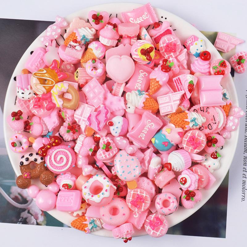 DIY Chocolate Sprinkles Charms For Slime Polymer Filler Addition Slime Accessories Toys Lizun Modeling Clay Kit For kids: 10 Pcs Pink