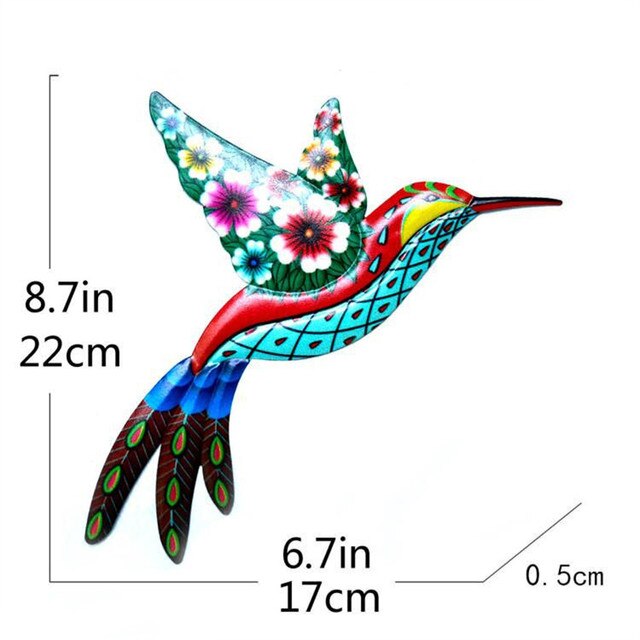Oiseau colibri en fer forgé, artisanat d&#39;art Mural pour salon, jardin, bureau, décoration murale de chambre à coucher: blue red