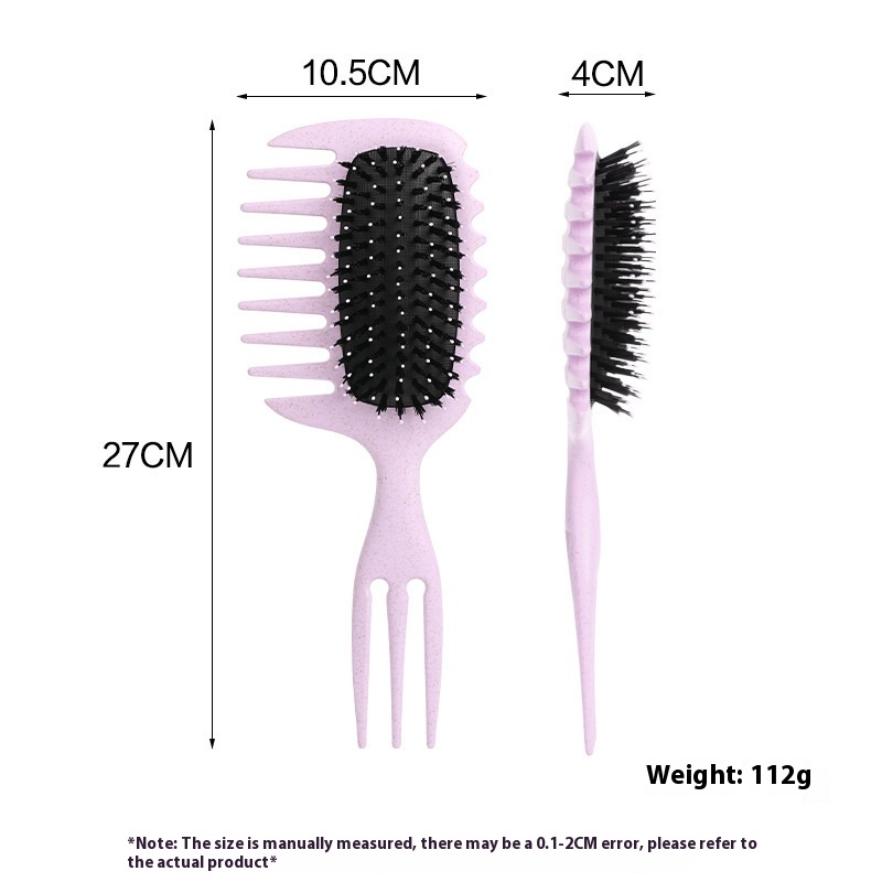 Peine antiestático, cepillo de estilismo para rizar, cepillo de masaje con cojín de aire de dientes anchos de 3 puntas para salón en casa, cabello rizado, uso en seco y húmedo